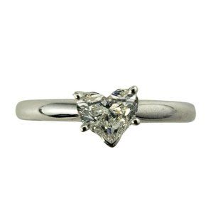 Vintage 14 Karat White Gold Heart Shaped Diamond Engagement Ring Size 6.5 #9879